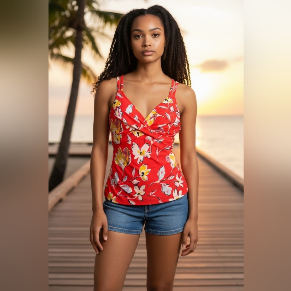 CATALINA SWIMWEAR TOP Floral Women's Top SIZE LARGE (12-14)